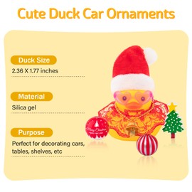 wonuu Christmas Rubber Duck Car Ornaments Car Decorations Christmas Accessories Santa Hat Skirt and Wind Bell, Red-Lace Dress