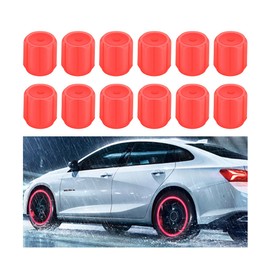 JNNJ Pack of 12 Universal Car Tyre Valve Caps, Fluorescent Tyres for Cars, Illuminated Tyre Valve Caps for Cars, Car Tyre Handle Dust Caps (Red)