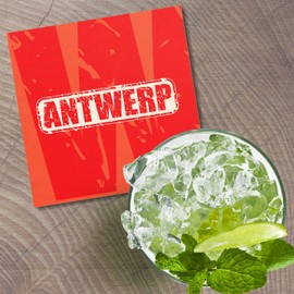 Unbranded Antwerp City Belgium Grunge 4'' X 4'' Square Wooden Coaster