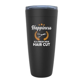 Barbershop Black Viking Tumbler 20oz - Happiness Is A Fresh - Haircut Job Beautician Shaver Gorgeous Skillful Hairstylist Style Crew Boy Salon