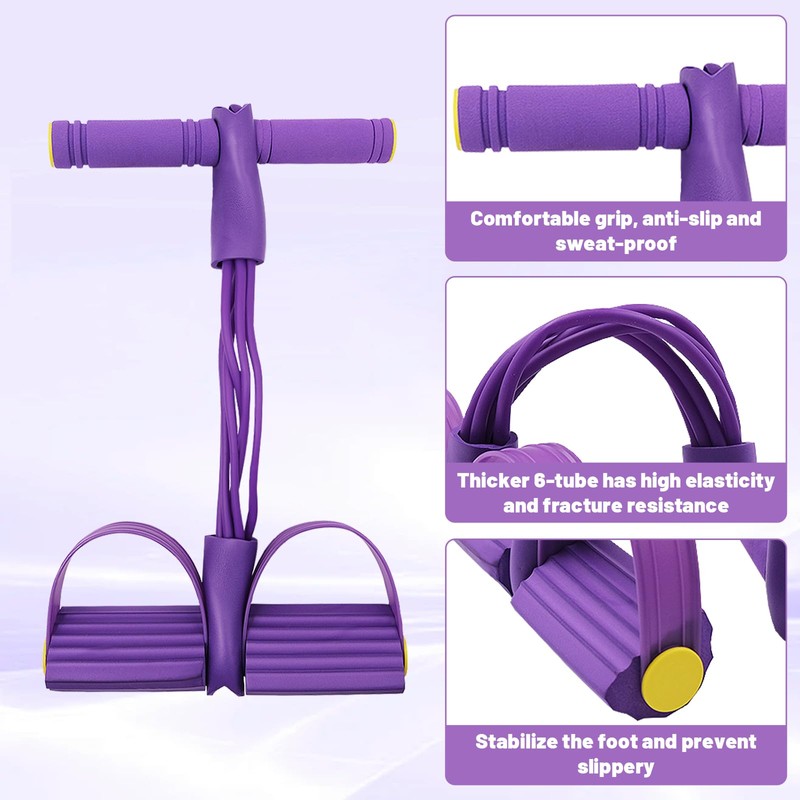Multifunction Tension Rope, 6 Tube Foot Pedal Resistance Bands with