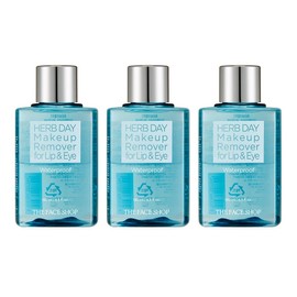 The Face Shop Herb Day Waterproof Lip & Eye Makeup Remover, 130ml, 3 pcs / 더페이스샵 허브데이 워터프루프 립 앤 아이 메이크업 리무버, 130ml, 3개