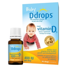 Ddrops Ddrops 1072834 400 IU Liquid Vitamin D3 Drops for Babies, 0.08 Fl. Oz (Pack of 2)