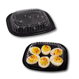Gorander Plastic Deviled Egg Food Tray Six Egg Halves with Disposable Clear Lid - Deviled Egg Containers with Lid (20 Trays and 20 Lids)