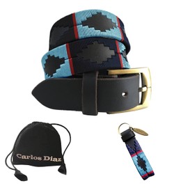 Carlos Diaz Mens Womens Premium Unisex Brown Leather Embroidered Designer Polo Belt (110 cm/ 42-44 Inches)