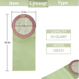 20 Pack 100331 Vacuum Bags Compatible with ProTeam 10 QT BackPack Vacuums -Coachvac, Super Coachvac, Megavac, High Efficiency Replacement Filter Bags