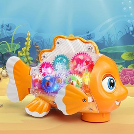 Electric Clown Fish Shaking Fish Toy (1 Box), Walking Fish with Light Music Toy, Cute Funny Sensory Toy