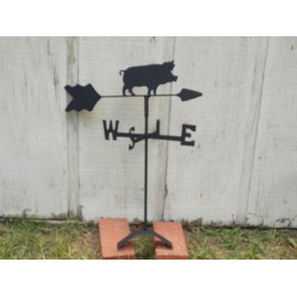The Lazy Scroll Pig Roof Mounted Weathervane Black Wrought Iron Look