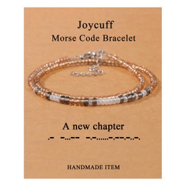 JoycuFF Morse Code Bracelets for Women Retirement Graduation Gifts for Best Friend Daughter Son Soulmate Mother's Day Inspirational Bracelets for Teens Unique a New Chapter
