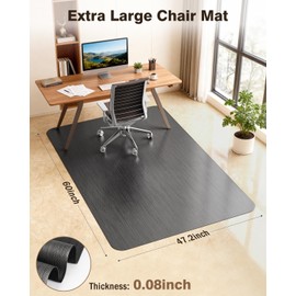 Blvornl Ultra Large Office Chair Mat for Hardwood Floor, Rolling Chair Mat for Hard Wood, Large Anti-Slip Hard Floor Protector, Heavy Duty Computer Desk Rug for Office and Home 47.2"*60" Black