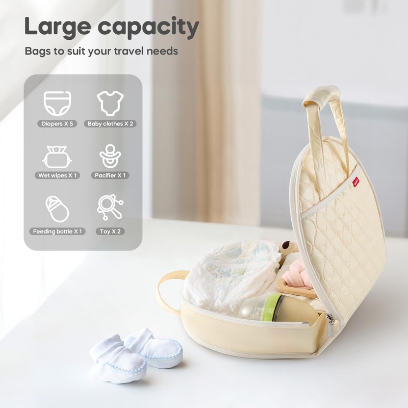 Amenpoki Portable Waterproof Leather Diaper Changing Pad Compact for Travel