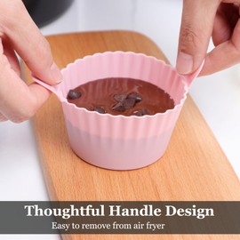 Bakecat Large Muffin Cases for Air Fryer, Ramekins for Air Fryer, Air Fryer Egg Mould, (Pack of 6), Pink