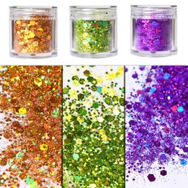 Nail Glitter Set, 9 Colours Glitter Holographic Sequins Set, Fine Glitter Crafts, Glitter Face for Nail Art, Eyeshadow, Face, Lips, Hair, Crafts, DIY, Festival Masquerade