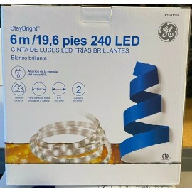 GE StayBright 240-Light 19.6-ft White Integrated LED Christmas Tape Lights