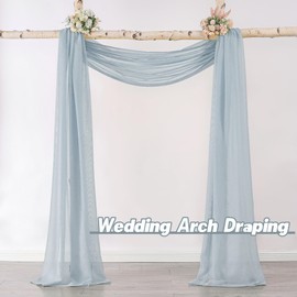 DONREN Sheer Scarf Curtain for Bedroom - Window Topper Valance Voile Panel Classic for Sons/Boys/Seniors Room (W52 x L144, 1 Pack, Dusty Blue)