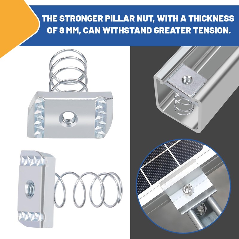 Glarks 16pcs 4 Sizes Strut Channel Nuts with Standard Spring