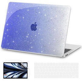 AKIT Compatible with MacBook Pro 13 inch Case M2 A2338 2025-2016 M1 A2251 A2289 A2159 A1989 A1708 A1706, Glossy Glitter Hard Shell Laptop Case&Keyboard Cover&Screen Protector Film, Gradient Blue