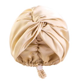 100% Mulberry Silk Women's Night Hat, Sleep Cap, Silk Shower Cap, Good for Hair, Soft SilkBonnet Silk Cap, Double Layers Bonnet, Hair Care Head Cap (with Adjustable Buckle, Khaki)