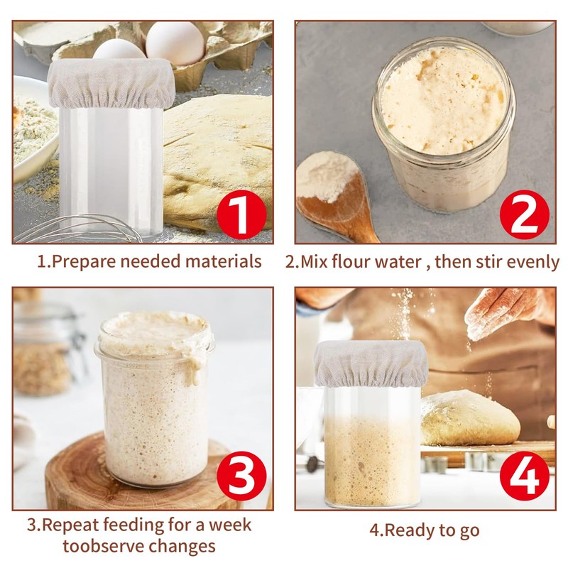 Wjelet 3PCS Sourdough Bread Starter Jar Cloth Covers, Fabric Bowl