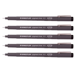 Staedtler 0.1 mm Pigment Liner Fineliner Sketching Drawing Drafting Pens Pack of 5