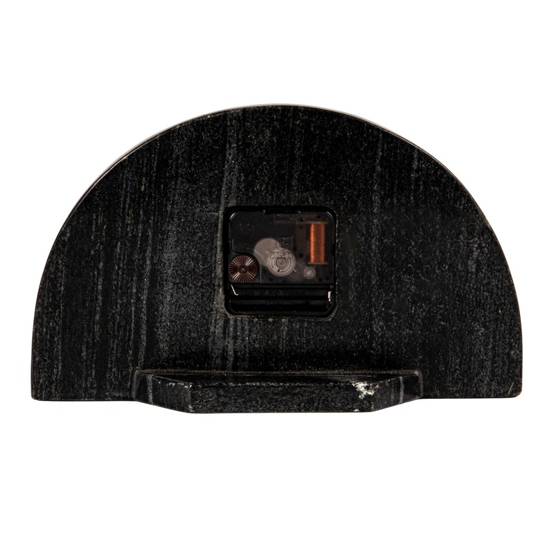 Bloomingville Decorative Half Moon Marble Mantel Clock, Black and Gold