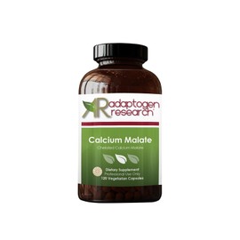 Adaptogen Research Calcium Malate Chelate 500 mg with Vitamin D3 | Excellent Absorption Calcium Complex | 120 Vegetarian Capsules
