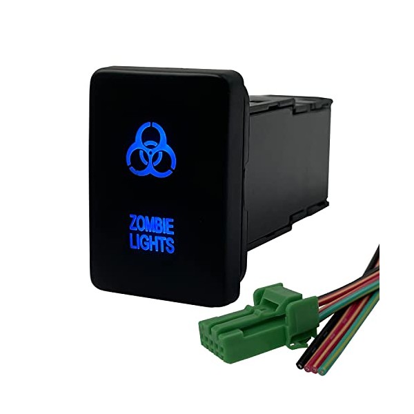 BACAUTOPARTS Blue Led Zombie Lights Push Button Switch for Toyota