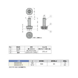 Sugatsune スガツネ工業 ランプ印 八角アジャスター 首振り機構付 MK8AD-M10