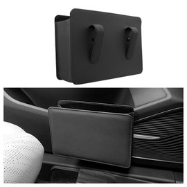 SSNNUU Leather Car Trash Can with Hooks,Multi-Function Waterproof Car Trash Bin/Car Organizers and Storage,Universal Mini Trash Can for Car Door,Seats Interior Accessories (Black)