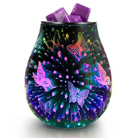 INRORANS Electric Wax Melt Oil Burner Warmer Scent 3D Butterfly 7 Led Colour Changing Night Light Lamp for Kitchen Bathroom Living Room Office Decor…