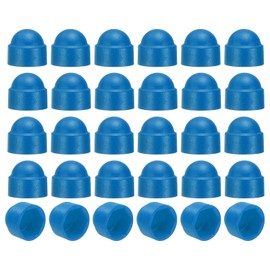 sourcing map 30Pcs Hex Nut Cover, M5x8x9.5mm Plastic Dome Nut Protection Cap Hex Screws Bolt Covers for Indoor Outdoor Furniture Automotive Bolts Decoration, Blue