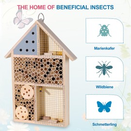 Rustic Wooden Insect Hotel for Garden, Bee & Butterfly Habitat - Attract Beneficial Insects and Enhance Your Outdoor Space!