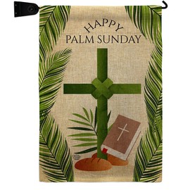 Ornament Collection Happy Palm Sunday Burlap Garden Flag Set Mailbox Hanger Religious Faith Hope Grace Peace Dove Christian Religion Easter House Banner Small Yard Gift Double-Sided, Made in USA