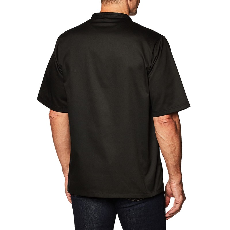 Chef Code Men's Short Sleeve Unisex Classic Chef Coat, Black,