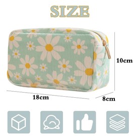 MEZHEN Kosmetiktasche Gänseblümchen Schminktasche Sonnenblume Make-up Tasche Beutel Geldbörse Reißverschluss Blumen Kosmetikbeutel Kulturbeutel Reise Kulturtasche Frauen Mädchen
