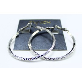 Punch New Textured 2" Diameter Silver Hoop Earrings by Punch nwt #E1080