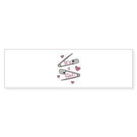 CafePress Baby Girl Pins Bumper Sticker Sticker (Bumper 50 pk)