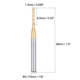 sourcing map 10Pcs 1.5mm Titanium Coat Carbide End Mill Engraving Milling Cutter CNC Router Bits for PCB Machine, 1/8" Shank
