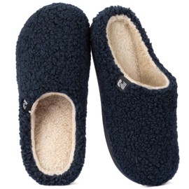 RockDove Women's Plush Retreat Sherpa Fleece Clog Slipper, Size 5-6 US Women, Navy Blue