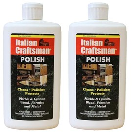 Granite & Mable Polish - Cleans & Protects - Italian Craftsman Made in The USA - Pack of 2 16 Oz ea - Multi-Surface Kitchen & Bathroom Cleaner Polishes Wood Formica Metals Cleans Furniture Sinks