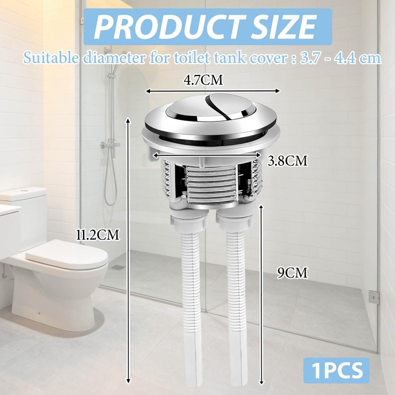 Pulsante Scarico WC Universale, Doppio Scarico, Kit Sostituzione, Compatibile Diametro
