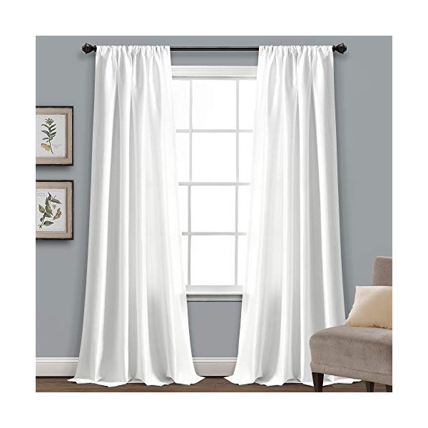 Lush Decor, White Venetian Solid Color Window Panel for Living,