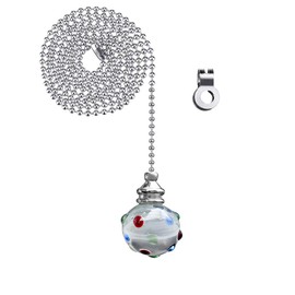 NewZC Light Pull Chain Extension with Ball Chain 100 cm Length Bathroom Toilet Light/Ceiling Light Fan Switch/Blind Cord Pull Handle Weight Pull Cord - Chrome with Colored Crystal Ball