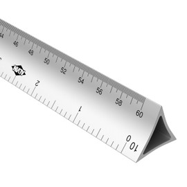 ALVIN Aluminum Engineer Triangular Scale 12" Model HC12E Hollow Multipurpose Ruler for Drawing Planning and Design Drafting and Architecture Tool 12 Inch