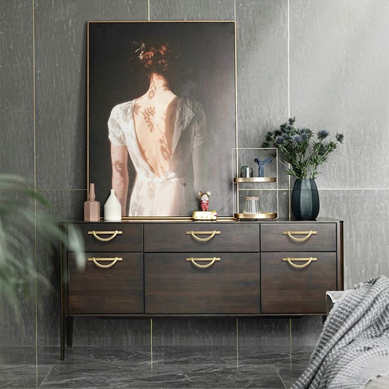 DAPANIY Brushed Gold Cabinet Pulls Drawer Pulls, Half Moon Shape