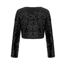 MINTLIMIT Sequin Cardigan Women's Short Open Cardigan Long Sleeve Bolero Thin Elegant Hook Jacket Bolero Jacket Glitter, B-black