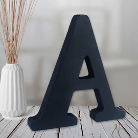 AOCEAN 6 inch Black Wood Letters Unfinished Wood Letter for Wall Decorative Standing Letters Slices Sign Board Decoration for Craft Home Party Projects (A)