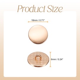 HARFINGTON 10pcs 28L Metal Round Buttons 18mm 11/16" Zinc Alloy Shank Flat Sewing Button Craft Replacement Buttons for Clothing Decoration DIY Accessories, Gold