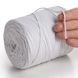 MeriWoolArt® Makramee Garn 2 mm x 250 m Baumwollkordel, recyceltes weiches Baumwollgarn für das Stricken von Pflanzenhängern, Schmuckherstellung, Häkeltaschen (Weiß, 2mm)