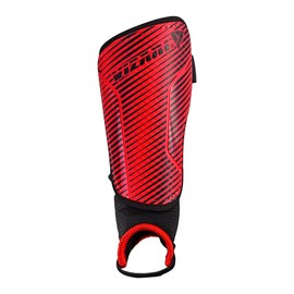Vizari Matera Soccer Shin Guards with Adjustable Straps for Adult & Kids - Red/Black, X-Small, Lightweight & Durable Football Shin Pads with Ankle Protection